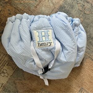 Personalized Gingham Shopping Cart Cover: Light Blue High Chair Cover Henry